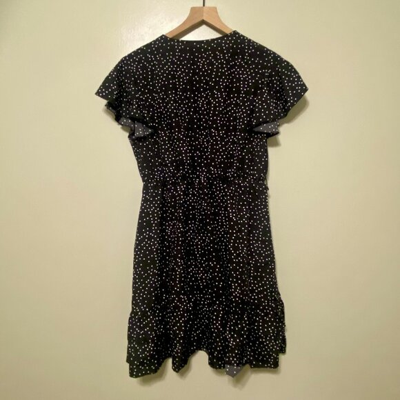 Women's Summer Polka Dots V Neck Ruffle Cap Sleeve A Line Mini Dress - Picture 2 of 4